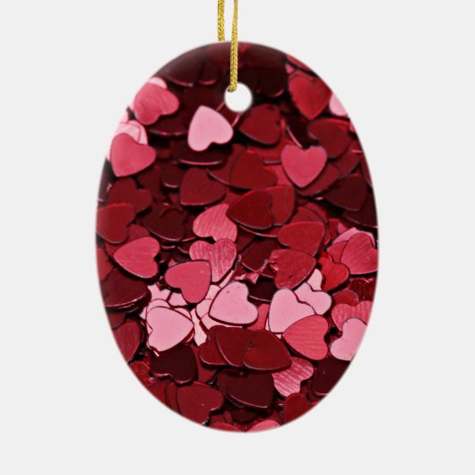 Enchanted Ruby Bliss Heart Confetti Pattern Keramisch Ornament (Achterkant)