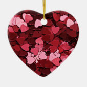 Enchanted Ruby Bliss Heart Confetti Pattern Keramisch Ornament (Voorkant)