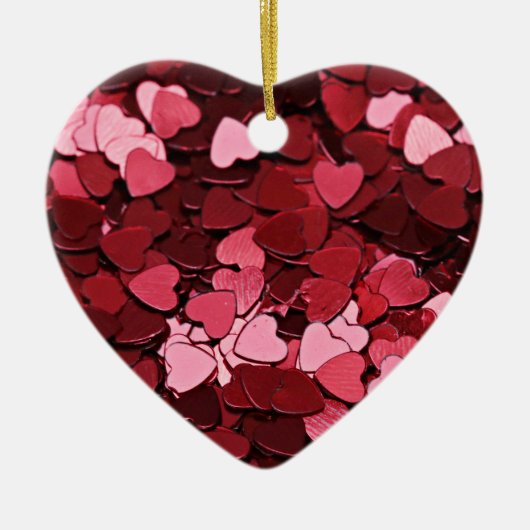 Enchanted Ruby Bliss Heart Confetti Pattern Keramisch Ornament (Voorkant)