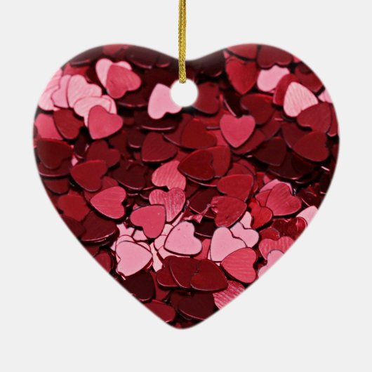 Enchanted Ruby Bliss Heart Confetti Pattern Keramisch Ornament (Achterkant)