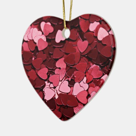 Enchanted Ruby Bliss Heart Confetti Pattern Keramisch Ornament (Links)
