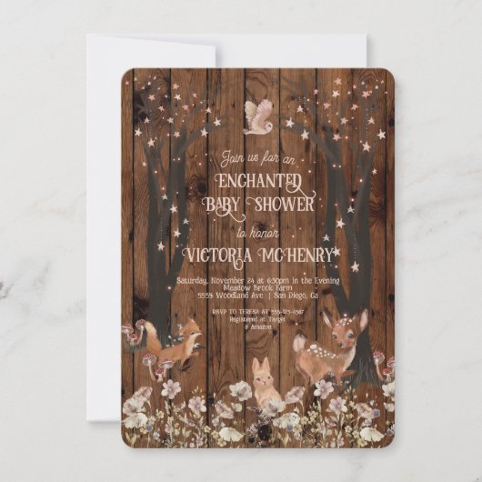 Enchanted Rustic Woodland Baby shower Kaart (Voorkant)