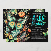 Enchanted Sage Flutter Baby shower Kaart (Voorkant / Achterkant)