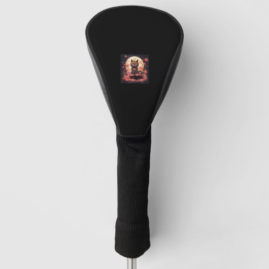 Enchanted Sakura_ Black Cat, Great Wave en Pumpk Golfheadcover (Voorkant)