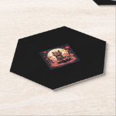 Enchanted Sakura_ Black Cat, Great Wave en Pumpk Kartonnen Onderzetters (Schuin)
