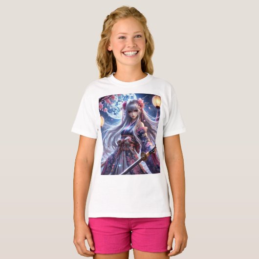 🌙 Enchanted Samurai Princess – Moonlit Warrior T- T-shirt (Voorkant volledig)