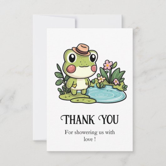 Enchanted Schattige Frog Baby shower Bedankkaart (Voorkant)