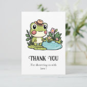 Enchanted Schattige Frog Baby shower Bedankkaart (Staand voorkant)