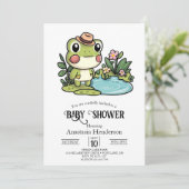 Enchanted Schattige Frog Baby shower Kaart (Staand voorkant)