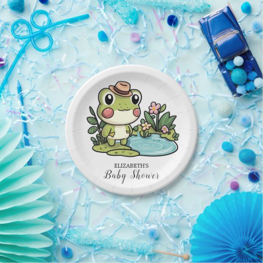 Enchanted Schattige Frog Baby shower Papieren Bordje (Feest)
