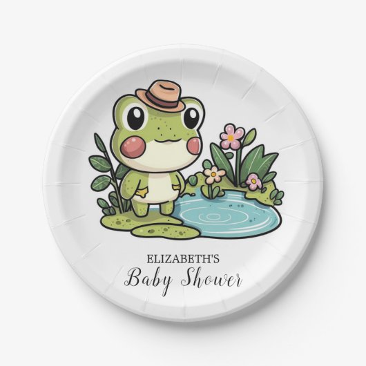 Enchanted Schattige Frog Baby shower Papieren Bordje (Voorkant)