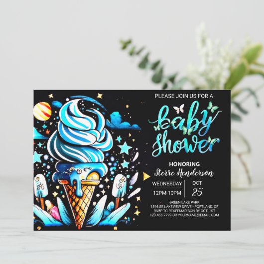 Enchanted Scoop Ice Cream Boy Baby shower Kaart (Staand voorkant)