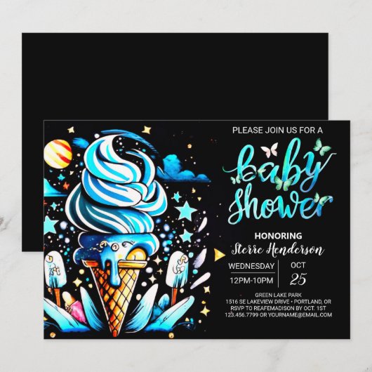Enchanted Scoop Ice Cream Boy Baby shower Kaart (Voorkant / Achterkant)