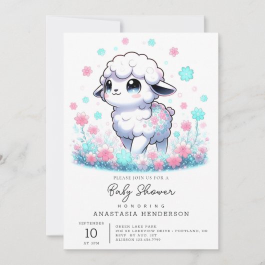Enchanted Sheep Baby shower Kaart (Voorkant)