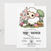 Enchanted  Sheep Baby shower Kaart (Voorkant / Achterkant)
