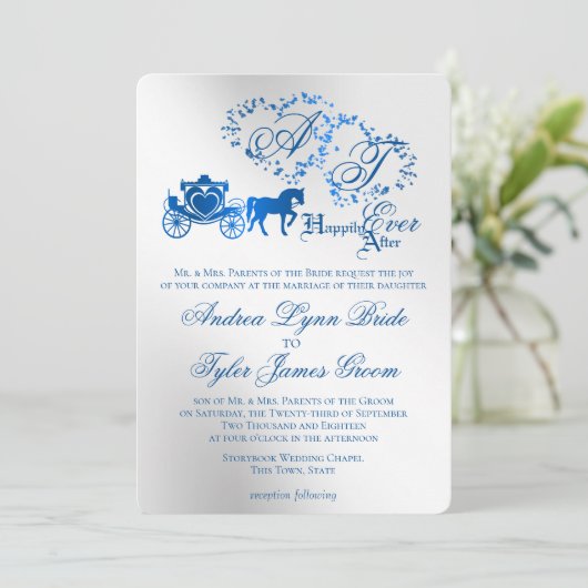 Enchanted Silver Story Boek Huwelijksuitnodiging Kaart (Staand voorkant)