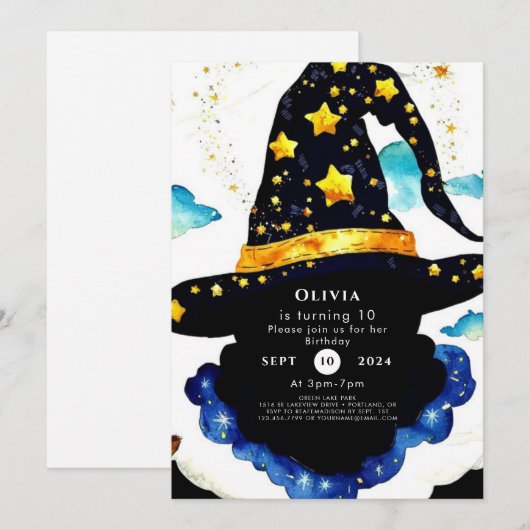 Enchanted Simple Children's Wizard Verjaardag Kaart (Voorkant / Achterkant)