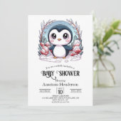 Enchanted Simple Penguin Baby shower Kaart (Staand voorkant)