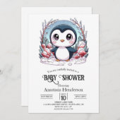 Enchanted Simple Penguin Baby shower Kaart (Voorkant / Achterkant)