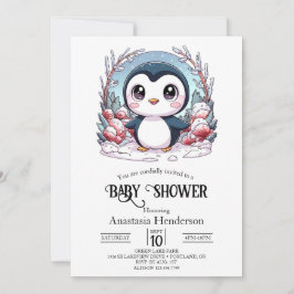 Enchanted Simple Penguin Baby shower Kaart