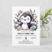Enchanted Simple Penguin digitale verjaardag Kaart (Staand voorkant)