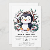 Enchanted Simple Penguin digitale verjaardag Kaart (Voorkant / Achterkant)