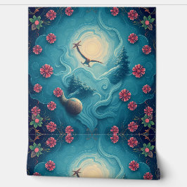 Enchanted Skies: mystieke vlucht door bloemen Behang