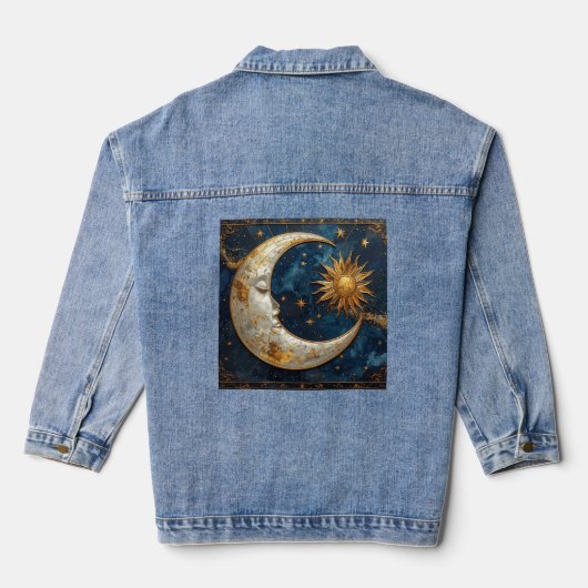 Enchanted Skies Whimsical Celestial Denim Jacket (Achterkant)