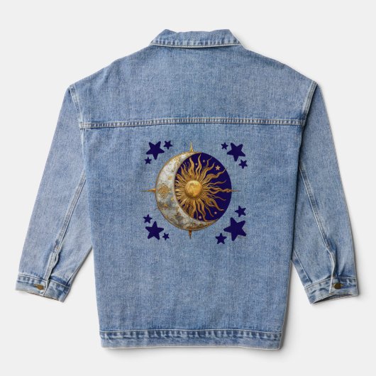 Enchanted Skies Whimsical Celestial Denim Jacket (Achterkant)
