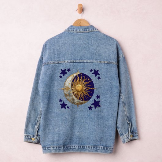 Enchanted Skies Whimsical Celestial Denim Jacket (Hangar)