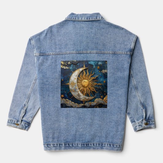 Enchanted Skies Whimsical Celestial Denim Jacket (Achterkant)