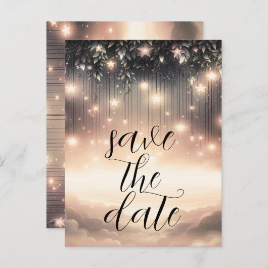 Enchanted Sky Tree Glow Stars Bewaar de datum Aankondigingskaart (Voorkant / Achterkant)