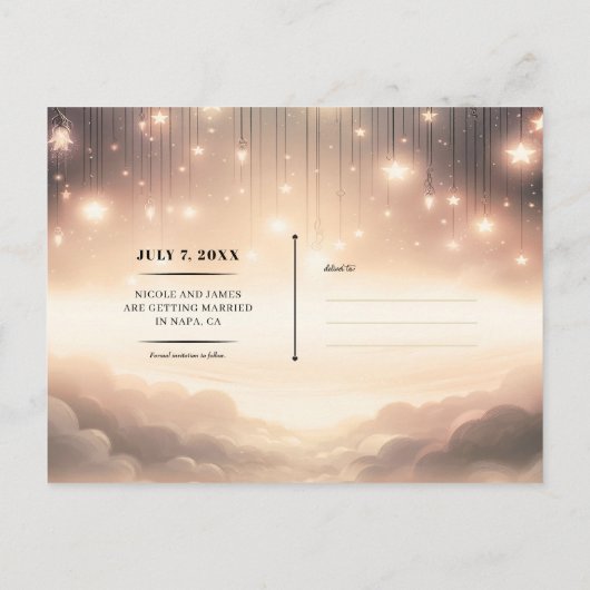 Enchanted Sky Tree Glow Stars Bewaar de datum Aankondigingskaart (Achterkant)