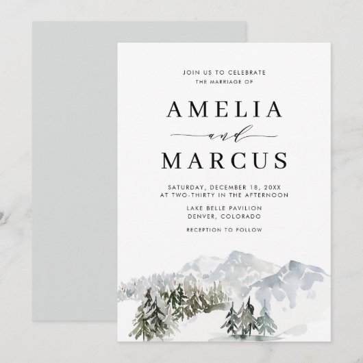 Enchanted Snowy Winter Forest Wedland Kaart (Voorkant / Achterkant)