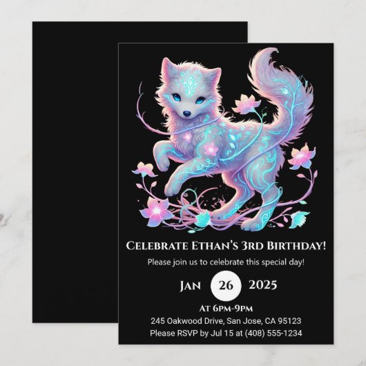 Enchanted Spirit Wolf Birthday Kaart (Voorkant / Achterkant)