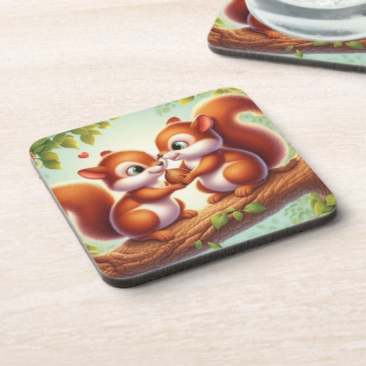 Enchanted Squirrel Couple Drink Onderzetter (Linkerzijde)