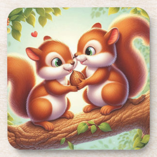 Enchanted Squirrel Couple Drink Onderzetter