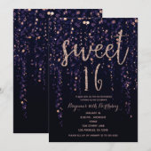 Enchanted Star Lights Paarse en gouden Sweet 16 Pa Kaart (Voorkant / Achterkant)