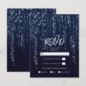 Enchanted Star Lights Silver Blue Sweet 16 RSVP Kaart (Voorkant / Achterkant)