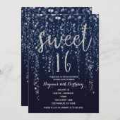 Enchanted Star Lights Zilver & Blauw Sweet 16 Part Kaart (Voorkant / Achterkant)