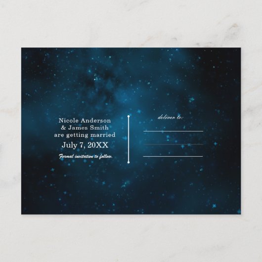 Enchanted Stars Celestial Starry Bewaar de datum Aankondigingskaart (Achterkant)