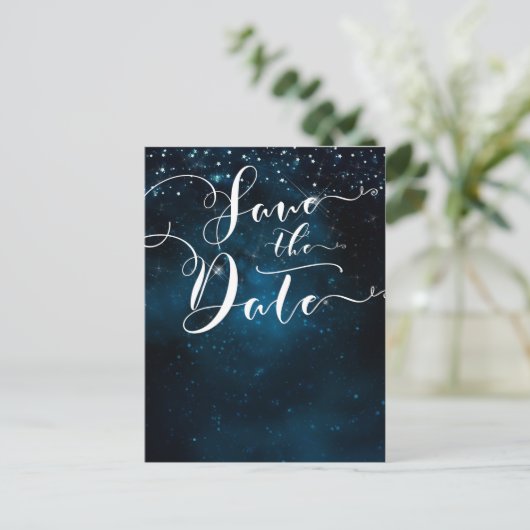 Enchanted Stars Celestial Starry Bewaar de datum Aankondigingskaart (Staand voorkant)