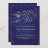 Enchanted Stars Quinceañera Invitation Kaart (Voorkant / Achterkant)