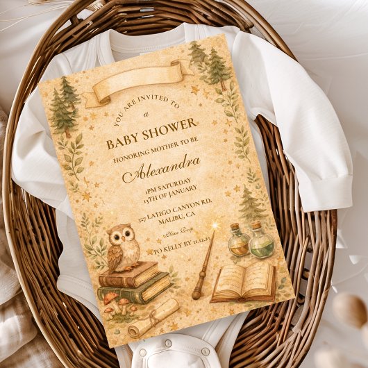 Enchanted Storybook Wizard Baby Shower Kaart