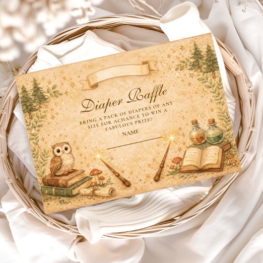 Enchanted Storybook Wizard Diapper Raffle Informatiekaartje