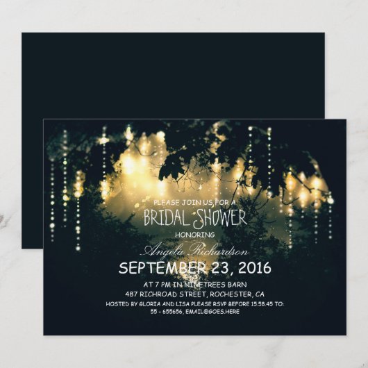 Enchanted string licht bomen vrijgezellenfeest kaart (Voorkant / Achterkant)