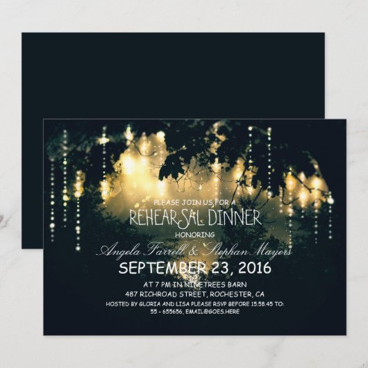 Enchanted string lichten bomen repetitie diner kaart (Voorkant / Achterkant)