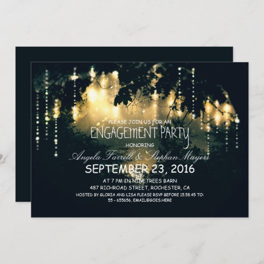 Enchanted String Lights Trees verlovingsfeest Kaart (Voorkant / Achterkant)
