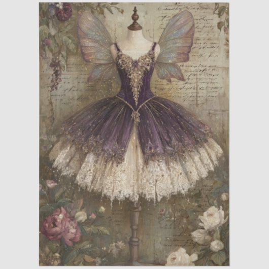 Enchanted Sugar Plum Fairy Ballerina Art Decoupage Tissuepapier (Voorkant)