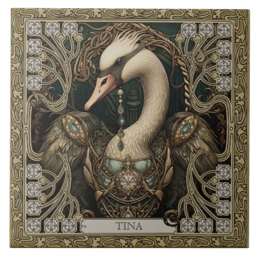 Enchanted Swan Spirit Totem  Tegeltje (Voorkant)
